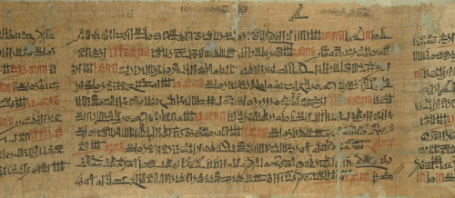 Front of Papyrus Sallier IV, A Calendar of Lucky and Unlucky Days in Hieratic.