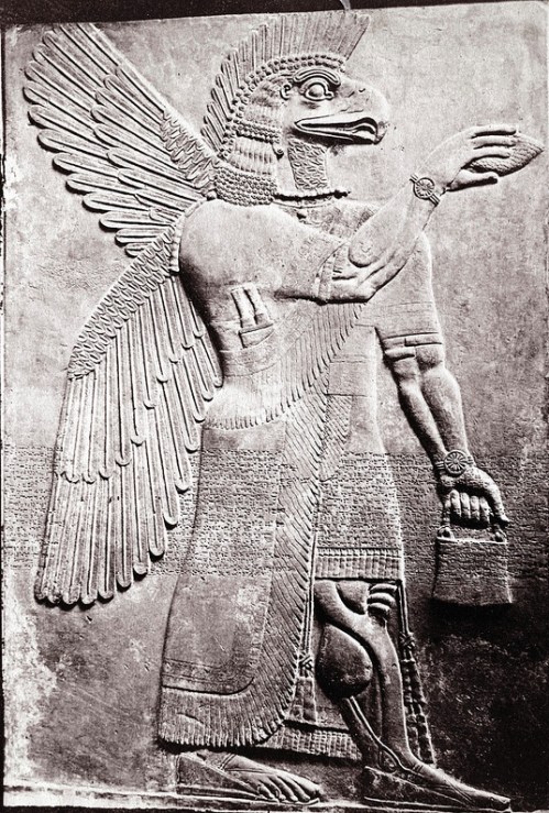 Stephen Thompson - Asshur, Assyrian God, Marble Relief, British Museum, 1872 The Catalogue of a Series of Photographs from the Collections of The British Museum (Photographed by S. Thompson), Part III, W.A. Mansell & Co, London, 1872, p. 30. In the Nimrud Gallery of the Museum, Eastern side, #355. B.C. 884.  Marble slab. Eagle-headed winged deity Asshur (the chief of all the Gods), holding cone and basket, (supposed to represent the receptacle in which the divine gifts are stored,) and standard inscriptions. https://www.flickr.com/photos/photohistorytimeline/10171487505/