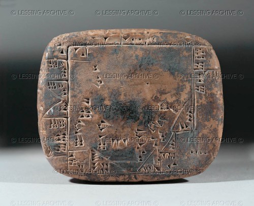 Calculation of the surface area of terrain at Umma, Mesopotamia (Iraq). Ur III Clay tablet (2100 BCE) 7 x 5.8 cm AO 5677, Louvre Museum. http://www.lessingimages.com/viewimage.asp?i=08020612+&cr=328&cl=1