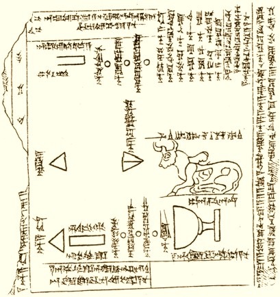 The Bull of Heaven, Taurus, is drawn on an "esoteric tablet" dated to the Seleucid era. See Textes cuneiform du Louvre by Francois Thureau-Dangin, Tome VI (Tablets d'Uruk, a la usage des pretres du temple d'Anu au temps des Seleucides), (Plate 91), 1922. The same plate is reproduced in Astrological Reports to Assyrian Kings, Herman Hunger, 1992, p. 40. http://members.westnet.com.au/gary-david-thompson/page11-10.html