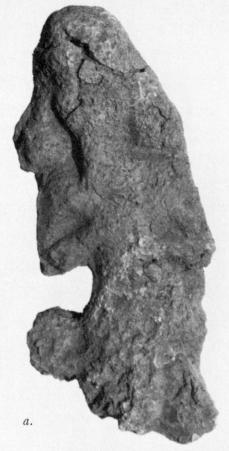 ND 4114. Sun-dried clay figurine of "bull-man" type discovered together with a "spearman" in a foundation box at the W. jamb of the S.E. doorway of court 18 of the Burnt Palace at Nimrud. Previously unpublished. Plate XIVa.