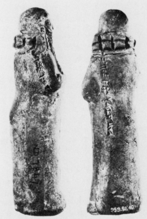 Green states that these figurines are inscribed with statements that they represent lahmu. ND 7847, Royal Ontario Museum. Plate XIIIa.