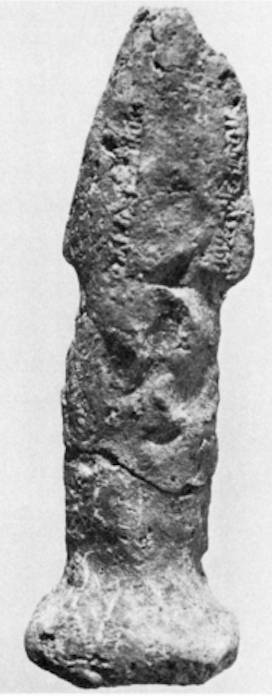 ND 7901. Sun-dried clay figurine of a scorpion-tailed, bird-footed creature, discovered with figures of other types in the fill of room SE 5 of Fort Shalmaneser, Nimrud. Reverse of Plate XIIIc. This image is Plate XIVb.