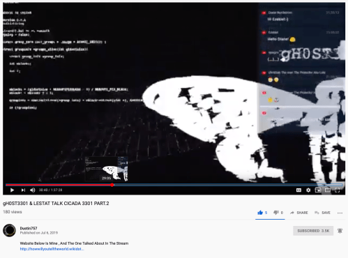 Cicada gHOST3301 Lestat Talk Cicada 3301 Part 2, YT, July 6, 2019