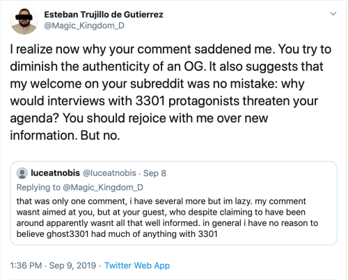 Me Tweet 2 luceatnobis brotherBox Martin Wehrmeyer Hypocritical Criticism of gHOST3301 September 8 2019