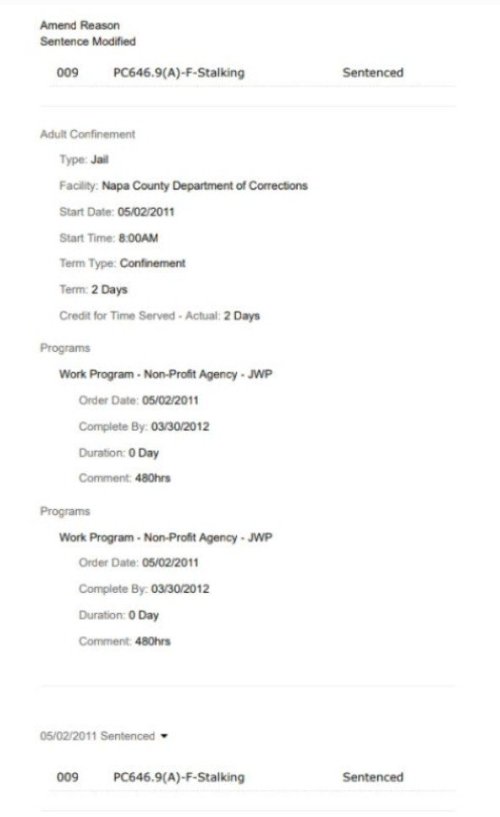 Thomas Schoenberger Case CR155849 Felony Stalking 2011-3