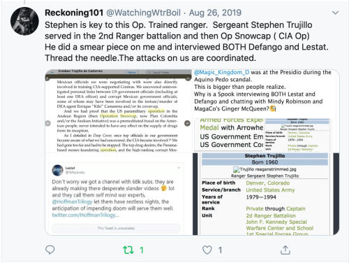 Thomas Schoenberger Tweet I am Key to an op? Smear Piece? Interviews Defango & Lestat? Coordinated? So What? Idiot 2020-01-05