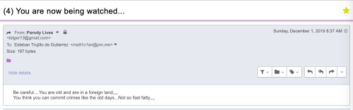 TS Parody Lives You are now being watched, Email to Me Dec 1 2019