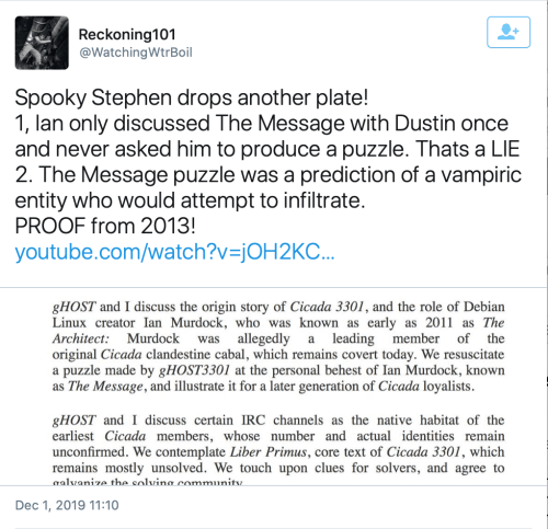 TS Thomas Schoenberger Ian Murdock Dustin gHOST3301 The Message Vampiric Entity Dec 1 2019