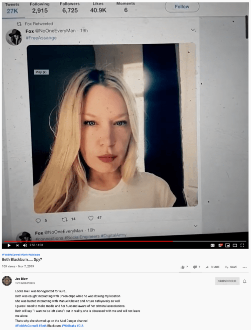 Beth (Melissa) Blackburn Bogaerts, Self-Portrait from Twitter on TS Joe Blow Youtube November 7 2019